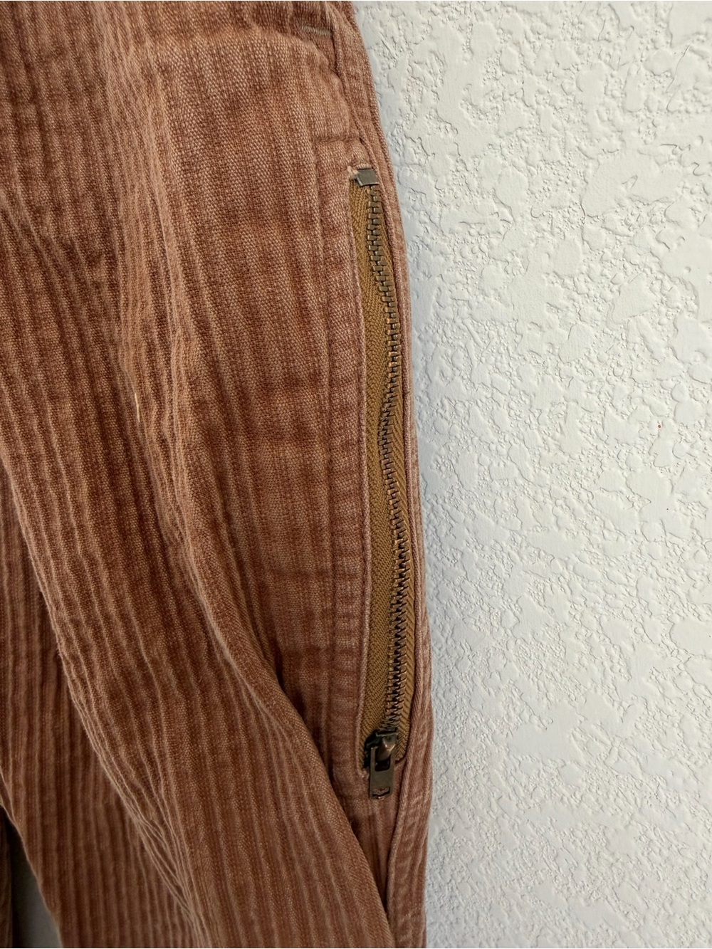 Vintage 80s Together High Waist Pleated Cuffed Brown Striped Cotton Trousers 4 - Picture 7 of 14